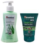 Himalaya Moisturizing Aloe Vera Face Wash, 200ml And Himalaya Men Pimple Clear Neem Face Wash, 100ml