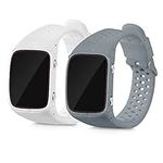 kwmobile Straps Compatible with Polar M400 / M430 Straps - 2x Replacement Silicone Watch Bands - Smartwatch or Fitness Tracker - Dark Grey/White