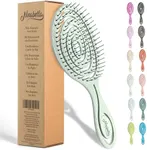 Ninabella Organic Detangling Hair Brush for Women, Men & Children - Does not Pull on Hair - Straightening Brushes for Straight, Curly & Wet Hair - Unique Spiral Hairbrush Green