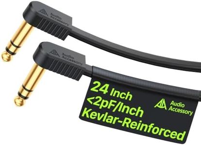 AA AUDIO ACCESSORY TRS Patch Cable 24 Inch, Gold-Plated Flat Ribbon Stereo Guitar Patch Cable, Built-to-Last Noiseless Quad-Layer Shielded, Kevlar-Reinforced TRS Pedal Cable for BOSS MXR EBS Behringer