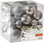 Prextex Silver 36-Piece Shatterproof Christmas Ball Ornament The Perfect Glitter Balls, Christmas Tree Baubles Christmas Decorations, Exquisite Xmas Combo of 36 Christmas Balls and Shape Styles