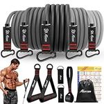Resistance Band, Exercise Bands with Handles, Workout Bands, Fitness Bands with Door Anchor and Ankle Straps, for Heavy Resistance Training, Physical Therapy, Shape Body, Yoga, Home Workouts Set