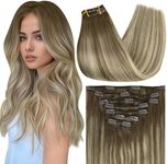 Full Shine Clip in Balayage Hair Extensions 24 Inch Human Hair Extensions Clip ins Seamless Clip in Hair Extensions 7 Pcs Real Human Hair Clip in Extensions Natural Hair Ends