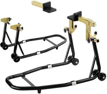 Motorcycle Stand Front Rear Combo Set, Universal Paddock Wheel Lift Stand for Sport Bike, Adjustable Steel Swingarm Spoo