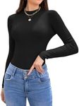 UEAL Lightweight Pullover Sweaters for Women Black Fitted Long Sleeve Tops Shirt Women Small Black