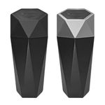 Involve Car Trash Can with Lid, Mini Portable Auto Garbage Can, Small Leak-proof Diamond Design Trash Dustbin for Automotive Car, Home, Office, Kitchen, Bedroom - Black & Silver – 2 pcs