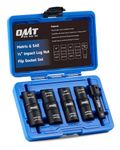 Orion Motor Tech Lug Nut Socket Set, 5pc 1/2" Drive Impact Flip Socket Set with Metric 17 19 21 22 mm & SAE 3/4 13/16 7/8 15/16 in. Sockets, Double Ended Thin Wall Nut Sockets with 3" Extension Bar