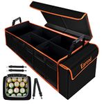 Car Trunk Organizer with Portable Insulation Cooler Bag, 3 Compartments Collapsible Storage Organizer, Portable Trunk Organizers and Storage for Auto, SUV, Truck, Minivan and Other Vehicles(black)