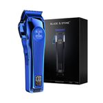 Blade & Stone™ Professional Barber Hair Clippers for Men PC801 Clipper | Diamond-S™ Blade | Micro-Gap Tech | Professional 7200 RPM Digital Brushless Motor, All-Metal, Cordless Clippers - Big Blue