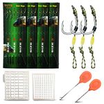 YOTO Carp Fishing Hair Rigs - 24Pcs High Carbon Steel Curved Barbed Carp Hook Swivel Boilies Fishing Rigs with Braided Thread Line Rolling Carp Fishing Accessories, Size #2