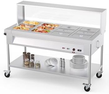 Commercial Food Warmer, 1500W Electric Steam Table with Acrylic Guard, 12-Pan Stainless Steel Steam Table Food Warmer with Temperature Control and Lid for Buffets, Restaurants, 110V