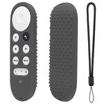 Oboe Silicone Full Wrap Remote Case Compatible with Google Chromecast Tv Voice Remote Protective Cover with Lanyard (Dark Grey)