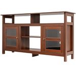 CASART TV Stand Cabinet for 65 Inch TVs, Wooden Media Stand with Storage Shelves, 2 Cabinets & Cable Management, Modern TV Console Table Fireplace TV Stand for Living Room Bedroom (Walnut)