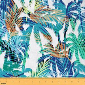 Feelyou Palm Leaf Outdoor Fabric by The Yard, Tropical Summer Palm Tree Upholstery Fabric for Chairs, Ocean Beach Theme Travel Decorative Fabric for Home DIY Projects, 2 Yards, Mint Green