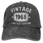 RNFENQS 56th Birthday Gifts Decorations Vintage 1968 Baseball Cap Cotton Distressed Dad Hat for Men Women Black