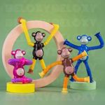 BELOXY LED Telescopic Suction Cup Monkey Toy, Pop Tubes Fidget Toys, Shape Changing Telescopic Sensory Tubes Fidget Tubes Sensory Toys Suction Toy, Funny Gift (LED Monkey 1)