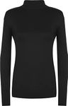 WearAll New Ladies Turtle Neck Long Sleeved Stretch Plain Polo Top Black 12-14