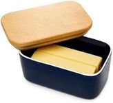 Sweese Large Butter Dish with Lid for Countertop, Airtight Butter Keeper Holds Up to 2 Sticks of Butter, Porcelain Butter Container for Kitchen Decor and Accessories for Kitchen Gift, Navy