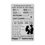 7th Wedding Anniversary Card Gifts - 7 Year Happy Anniversary Romantic Gifts for Him Her - 7th Year Anniversary Wallet Card Presents for Husband Men