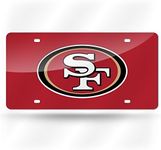 Rico Industries NFL Laser Inlaid Metal License Plate Tag, San Francisco 49ers - Red