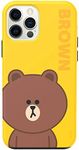 LINE Friends Official Licensed Product, iPhone 12 Pro Max Case, Line Friends, Brown, Dual Layer Structure, Hybrid, Shockproof, iPhone 12 Pro, Max Cover, Dual Guard Basic Brown KCE-CSB085 (Yellow)