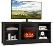 Giantex TV Stand with Fireplace - TV Cabinet with Adjustable Shelves, 18" Electric Fireplace, Remote, 3 Flame Brightness, Living Room TV Console Table Entertainment Center for TVs up to 65" (Black)