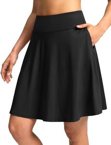 SANTINY 20'' Knee Length Skorts for Woman 4 Pockets High Waisted Women's Tennis Golf Skirts Long Athletic Skirt with Shorts, Black, X-Large