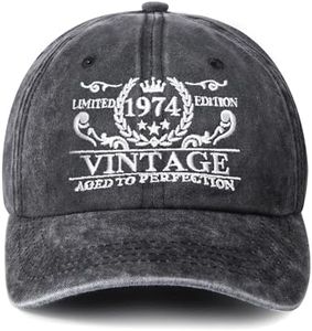 50th Birthday Gifts for Men Women, Vintage 1974 Birthday Baseball Caps Adjustable, 50th Birthday Decorations Men, Funny 50th Gift Ideas - Washed Cotton Hats for Dad Mom Uncle Aunt Son Daughter Grey,