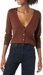 Amazon Essentials Women's Lightweight Vee Cardigan, Brown, Medium