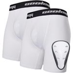 COOLOMG 2-Pack Boys Baseball Shorts with Athletic Cup - Youth Baseball Under Shorts for Football Lacrosse White M