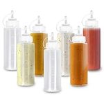 MATANA 8 Large Plastic Squeeze Sauce Bottles with Nozzles, 500ml - Condiments, Sauces, Ketchup, Dressings, Mustard, Olive Oil - BPA-Free & Dishwasher Safe