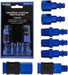 Master Elite Series 7 Piece Air Hose Fittings Set Kit - 2 Universal Air Couplers & 5 I/M Industrial Type Plugs, 1/4" NPT Male & Female Threads - Attach to Compressor, Pneumatic Air Tools, Spray Guns