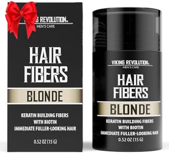 Viking Revolution Blonde Hair Fibers for Thinning Hair Men - Thick Fiber for Bald Spot Cover Up Hair Building Fibers with Kerating and Biotin - Hair Fiber for Men for Thicker and Fuller Look (0.52oz)