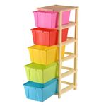 Kuber Industries Storage Drawer Rack | Plastic Modular Drawer Rack for office | Storage Rack for Toys | Drawers Boxes Storage Rack | 5-Tier | Multicolor