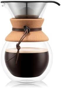 Bodum 11682-109 8 Cup Double Wall Pour Over Coffee Maker with Cork Grip, Cork, Black