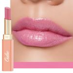 Oulac Warm Pink Lipstick - Moisture Shine Hydrating Lipstick & Tinted Lip Balm for Dry Lips, Medium Coverage Lip Colour | Juicy Look, Glossy Finish, Vegan, Cruelty-Free, First Love (07)