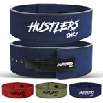 Hustlers Only Weight Lifting Belt with Lever Buckle Genuine Leather Gym Belt for Deadlift, Power Lifting, Workout Belt 10mm thickness for Back Support, Lifting Belt for Men and Women (L, Blue)