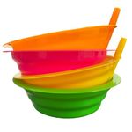 Cibi Cereal Bowls with Straws for Kids BPA-Free Plastic | Toddler Sip-A-Bowls with Built-In Straw for Cereal and Soup | Set of 4 Colorful Breakfast Bowls