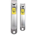Harperton Nail Clippers Set - 2 Pack Stainless Steel, Professional Fingernail & Toenail Clippers for Thick Nails (Straight & Curved)