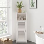 Dripex 3 Tier Bathroom Floor Cabinet, White Storage Cabinet with Door, Free Standing Shelf Unit for Bathroom, Living Room, Bedroom, Kitchen, Balcony or Office (Door Style 2)