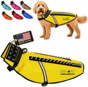 CoyoteVest Dog Harness Protection Vest, Reflective Dog Accessories with Spikes to Shield Your Pet from Raptor and Animal Attacks, Proudly Made in America (Large, Yellow)