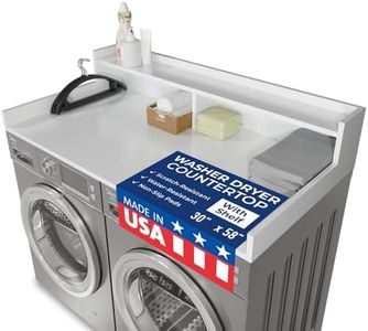OfficeSimpli Large Washer Dryer Countertop with Shelf - 30 x 58 Inch - Made in USA Laundry Countertop Over Washer and Dryer with Non-Slip Pads, Storage Shelf, Laundry Topper Organizer, Gracier White