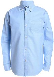 IZOD Boys' Long Sleeve Solid Button-Down Collared Oxford Shirt with Chest Pocket, Ox Blue, 16