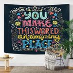 Inspirational Word Tapestry Wall Hanging for Teacher Students, You Make this World an Amazing Place Romantic Love Quote Design Wall Decor Tapestries for Classroom Office Dorm