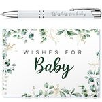 Tenare Baby Shower Book Wishes for Baby Guestbook with Pen Baby Shower Games Advice Book Alternative Baby Gifts (Green Leaf)