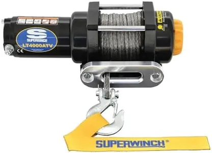 Superwinch 1140230 LT4000SR Winch 4000lb(1814kg) Single Line Pull with Roller Fairlead 3/16" x 50' Synthetic Rope Corded Handheld Remote