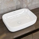 Plantex Platinum Ceramic Tabletop Rectangular Wash Basin/Wash Basin for Bathroom(White, 18 x 13 x 5 Inch)