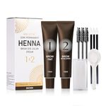 Eyebrow Tint Kit Brown Hen-na, Semi-Permanent Professional Brow Tint Kit Long-Lasting and Safe Results Eyebrow Dye, DONG RHYME Multi-Purpose Eyelash Tint Kit Easy to Use at Home