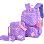 3Pcs Crown Prints Backpack Sets Bowknot Primary Schoolbag Travel Daypack Shoulder Bag Pencil Case