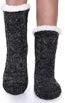 EBMORE Women Slipper Fuzzy Socks Fluffy Cozy Cabin Warm Winter Soft Thick Comfy Fleece Christmas Anti Slip Home Stocking Stuffer(Dark Grey)